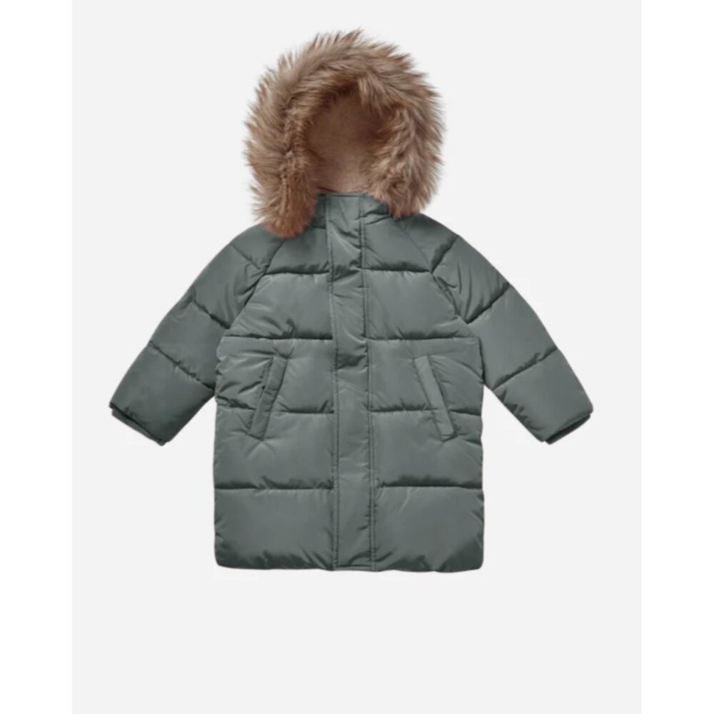 NWT RYLEE CRU long down puffer jacket  marine green 6-7 y boy girl